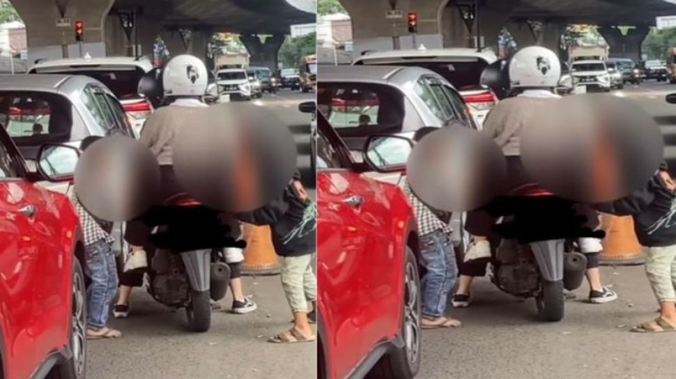 Heboh Aksi Bocil Ganggu Pemotor Cewek saat Tunggu Kemacetan Lalu Lintas, Sempat Cium Bagian Terlarang Boncengers