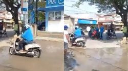Emak-Emak Santuy Terobos Jalan yang sedang Dicor Naik Honda Scoopy, Publik Salfok dengan Reaksi Bapak Berseragam TNI